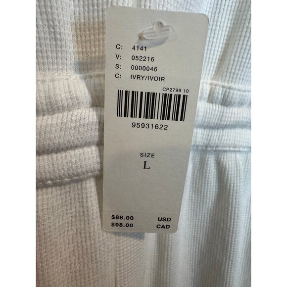 Anthropologie NWT Short Sleeve Deep V-Back White Waffle Knit Romper Large - Picture 6 of 10